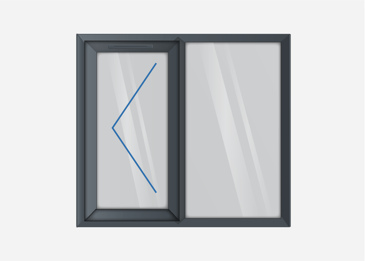 Grey uPVC Left Hung & Right Fixed Window
