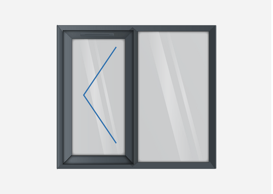 Grey uPVC Left Hung & Right Fixed Window