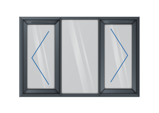 Grey uPVC Left & Right Hung with Fixed Centre