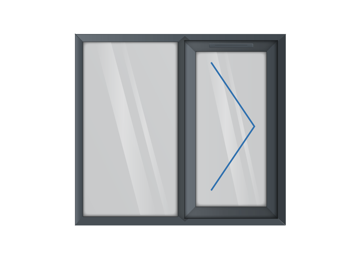Grey uPVC Right Hung & Left Fixed Window