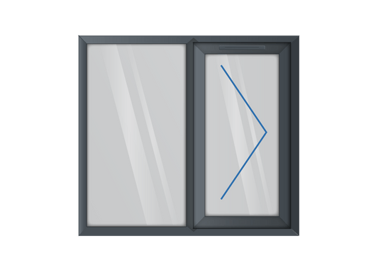 Grey uPVC Right Hung & Left Fixed Window