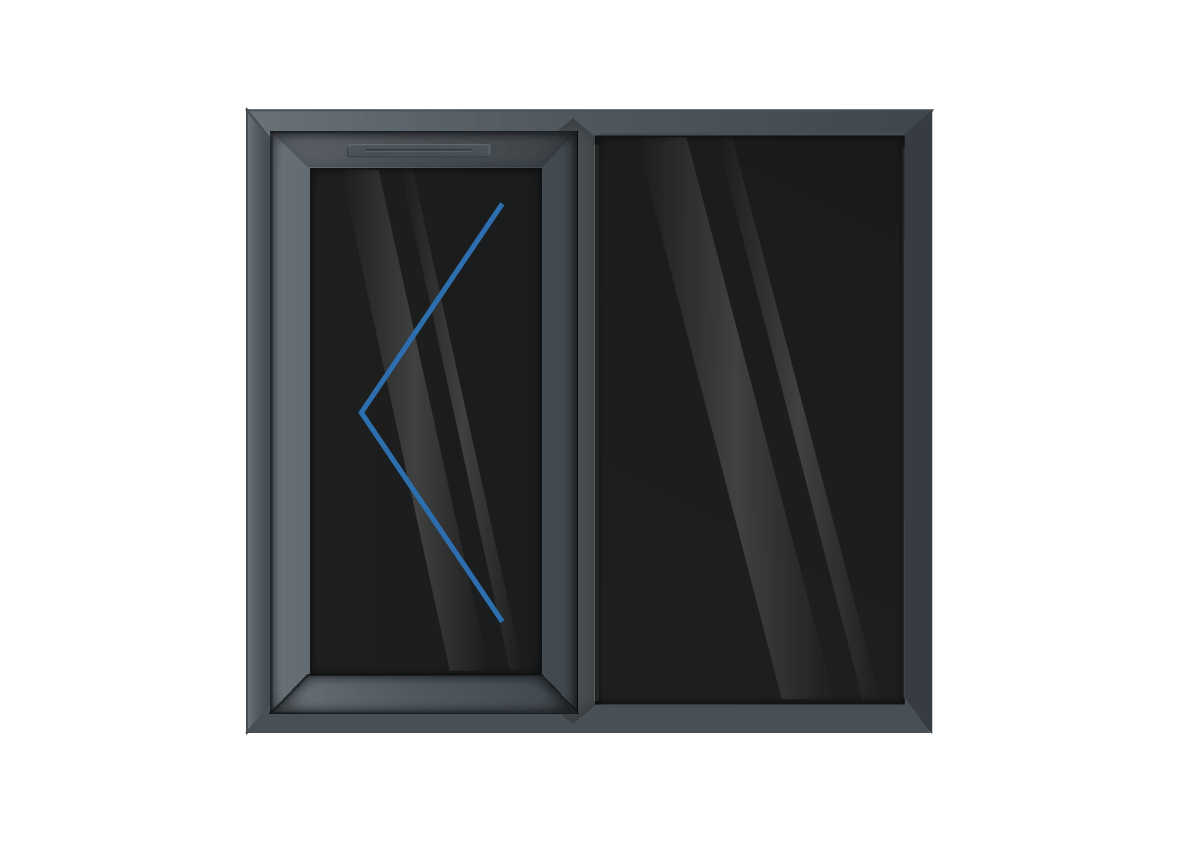 Grey uPVC Left Hung & Right Fixed Window