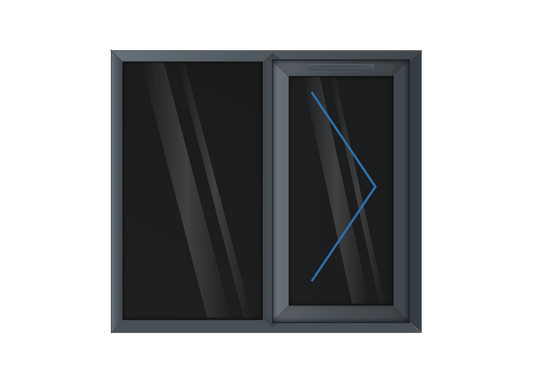 Grey uPVC Right Hung & Left Fixed Window