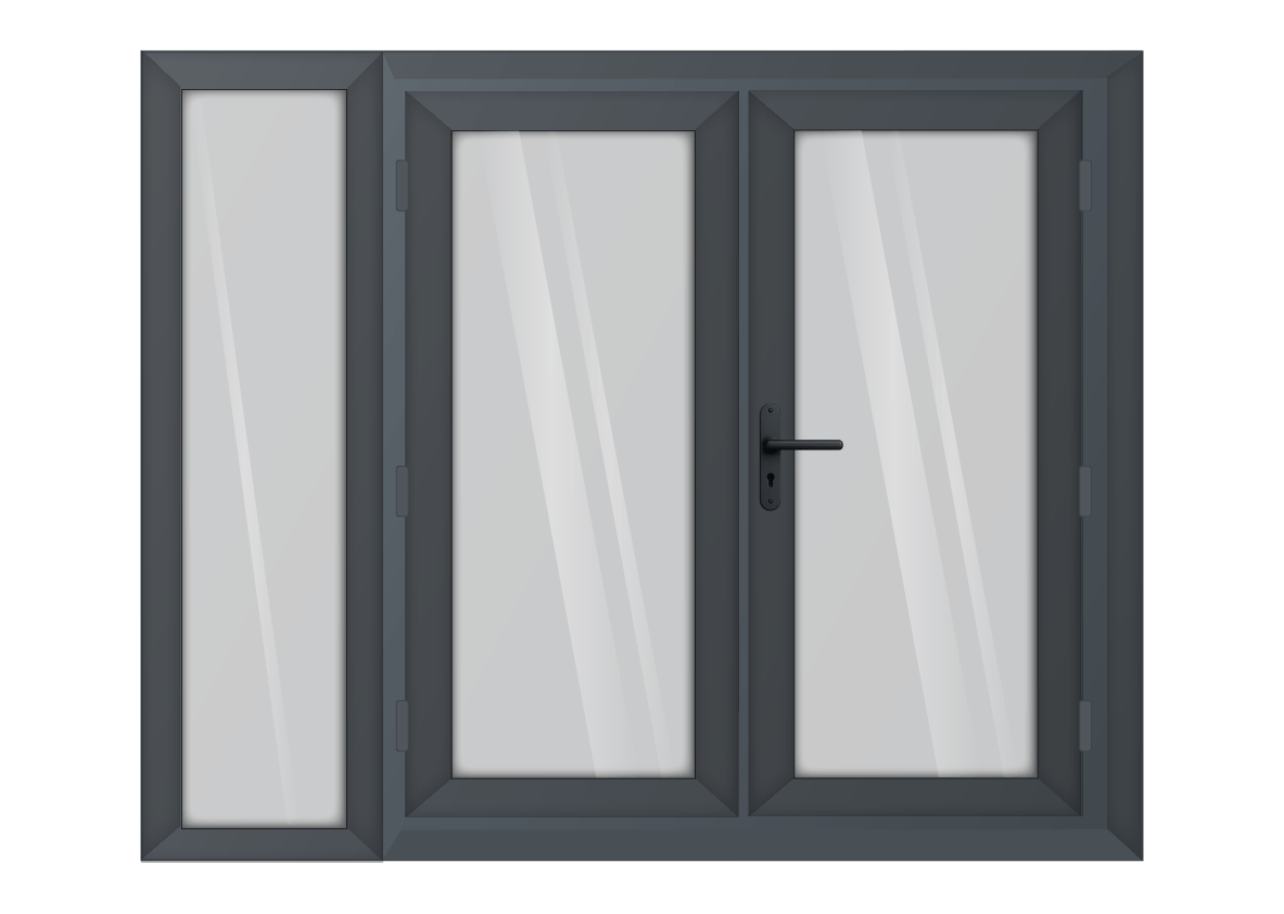 Grey uPVC French Door with Left 600mm Sidelight