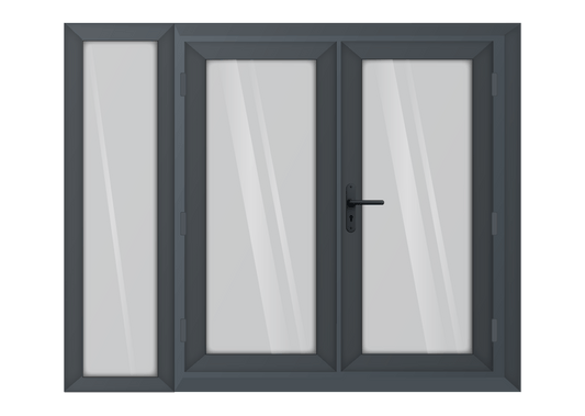 Grey uPVC French Door with Left 600mm Sidelight