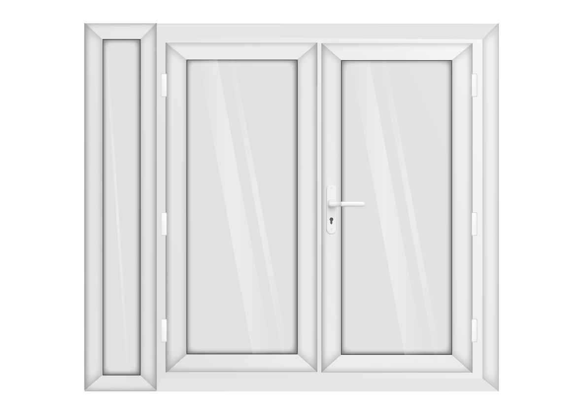 White uPVC French Door with Left 300mm Sidelight