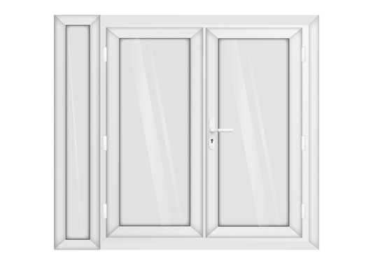 White uPVC French Door with Left 300mm Sidelight