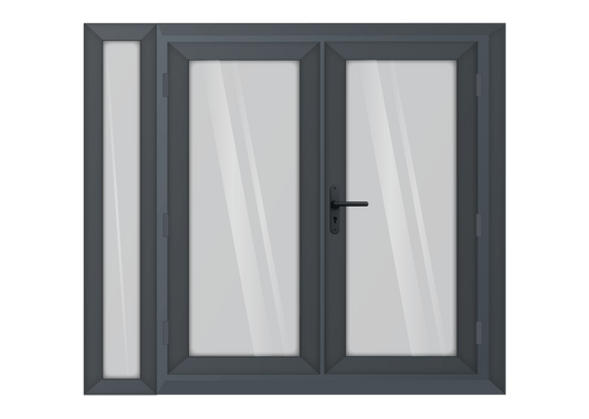 Grey uPVC French Door with Left 300mm Sidelight