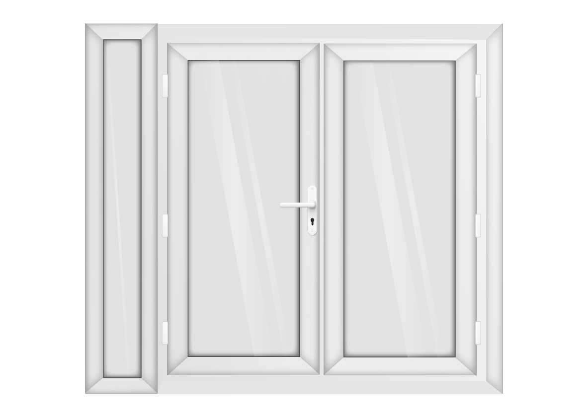 White uPVC French Door with Left 300mm Sidelight
