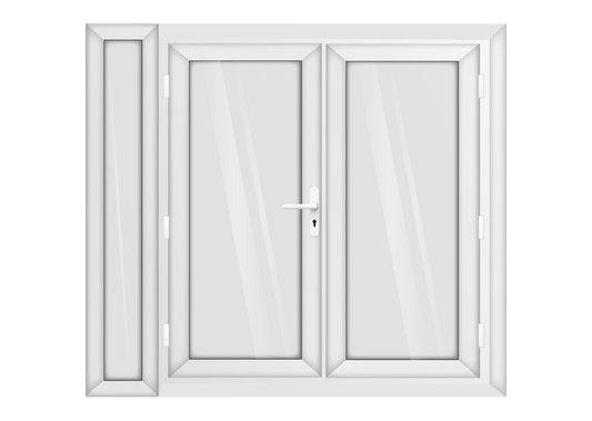 White uPVC French Door with Left 300mm Sidelight