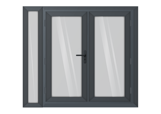 Grey uPVC French Door with Left 300mm Sidelight