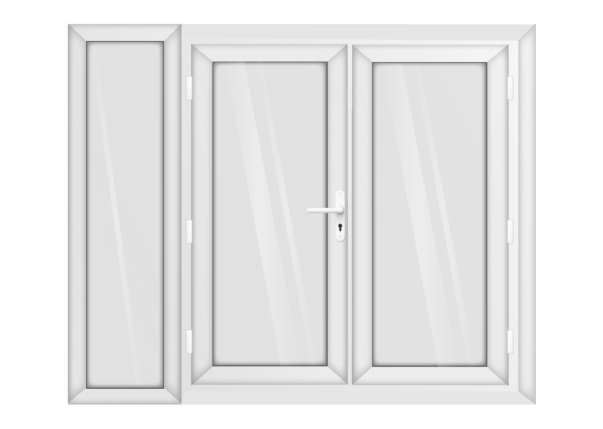 White uPVC French Door with Left 600mm Sidelight