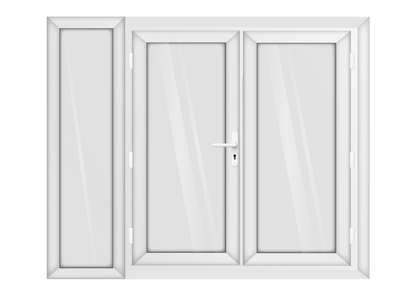 White uPVC French Door with Left 600mm Sidelight