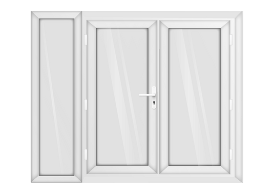 White uPVC French Door with Left 600mm Sidelight