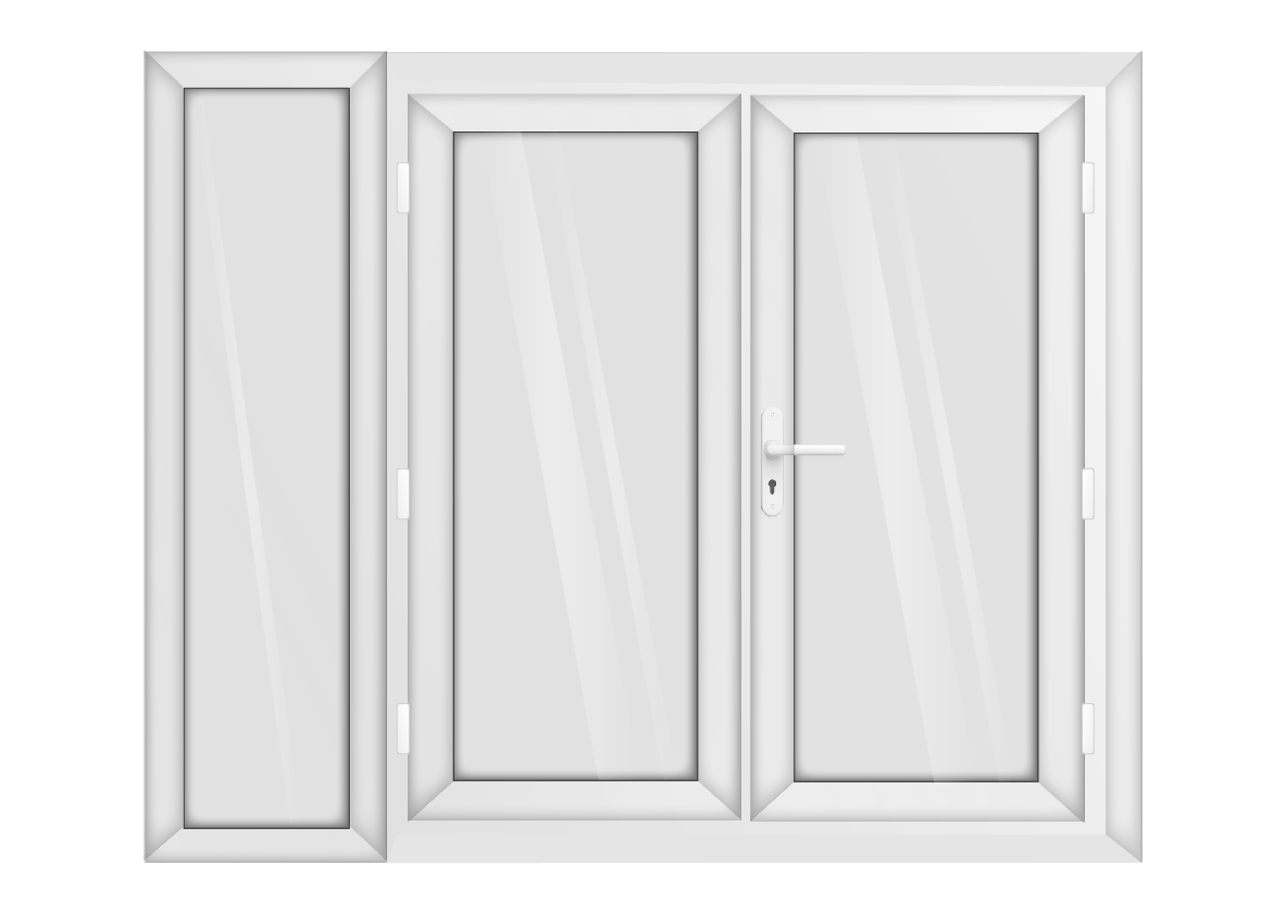 White uPVC French Door with Left 600mm Sidelight