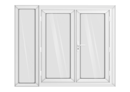 White uPVC French Door with Left 600mm Sidelight