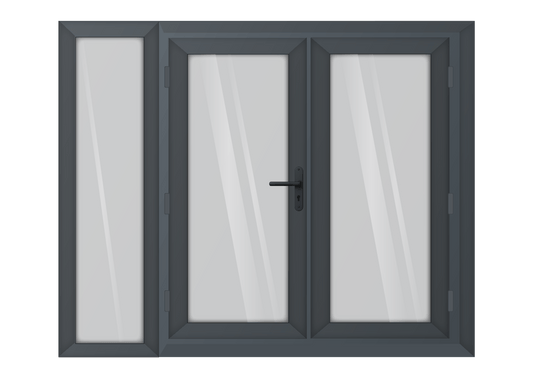 Grey uPVC French Door with Left 600mm Sidelight