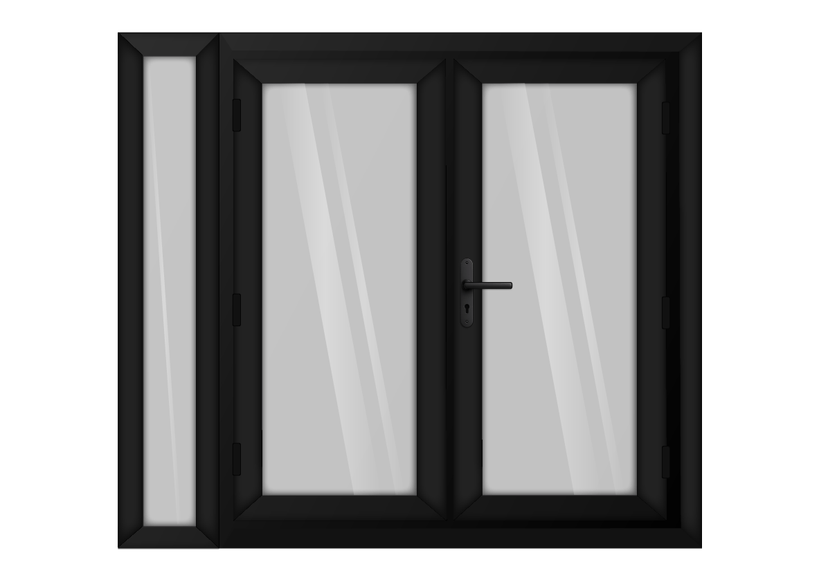 Black uPVC French Door with Left 300mm Sidelight