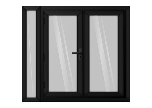 Black uPVC French Door with Left 300mm Sidelight