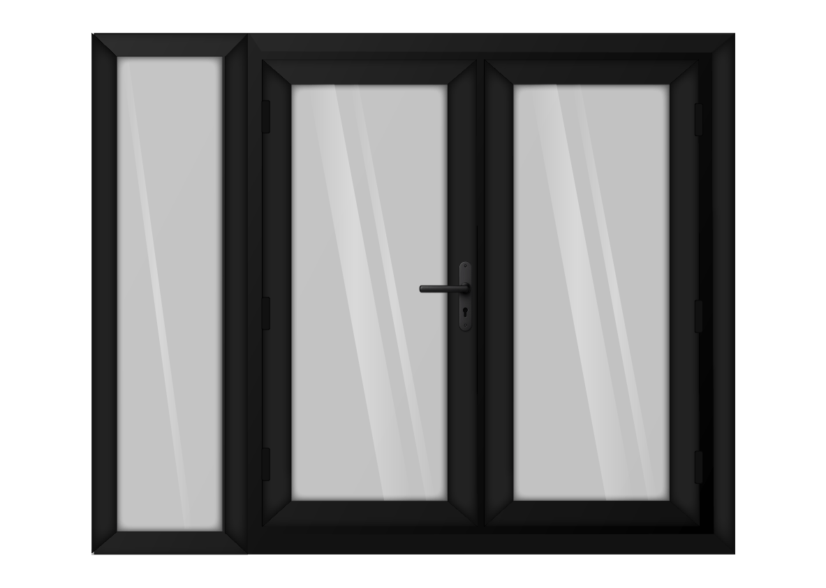 Black uPVC French Door with Left 600mm Sidelight