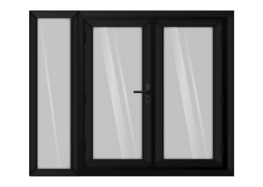 Black uPVC French Door with Left 600mm Sidelight