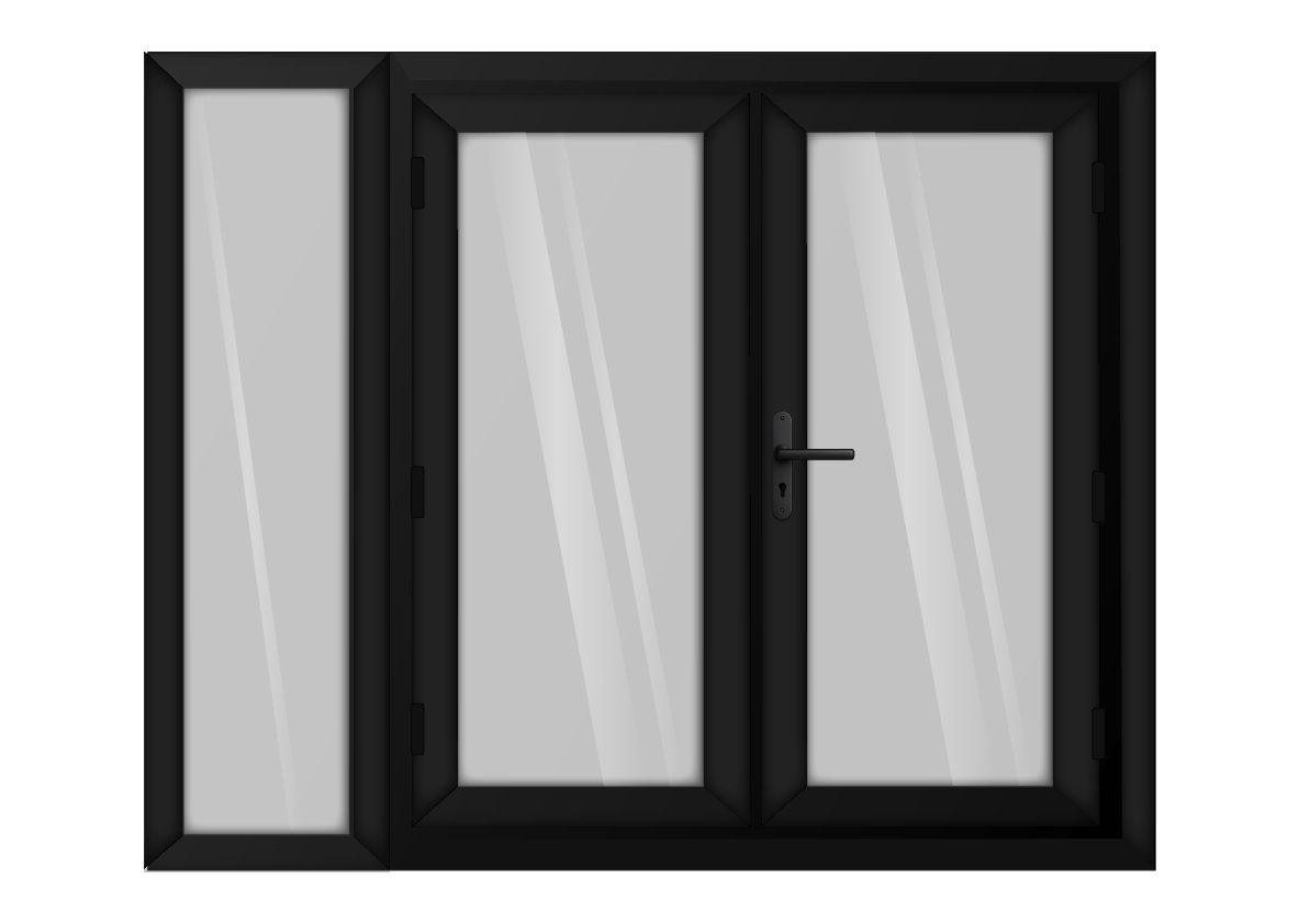 Black uPVC French Door with Left 600mm Sidelight