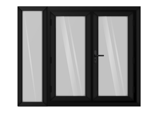 Black uPVC French Door with Left 600mm Sidelight