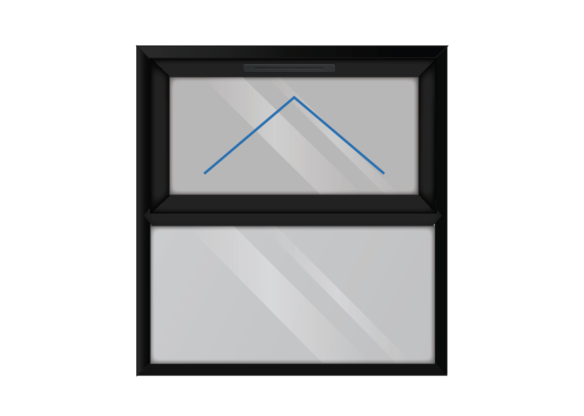 Black uPVC Top Hung Over Half Fixed drop Window