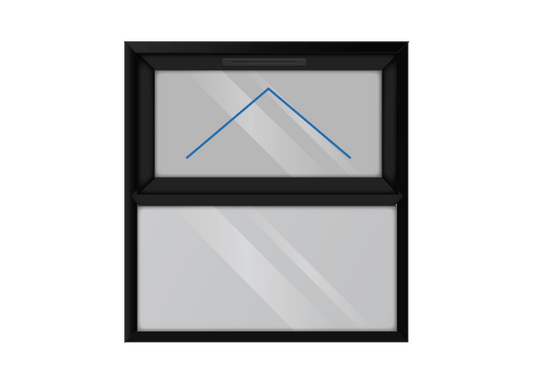 Black uPVC Top Hung Over Half Fixed drop Window