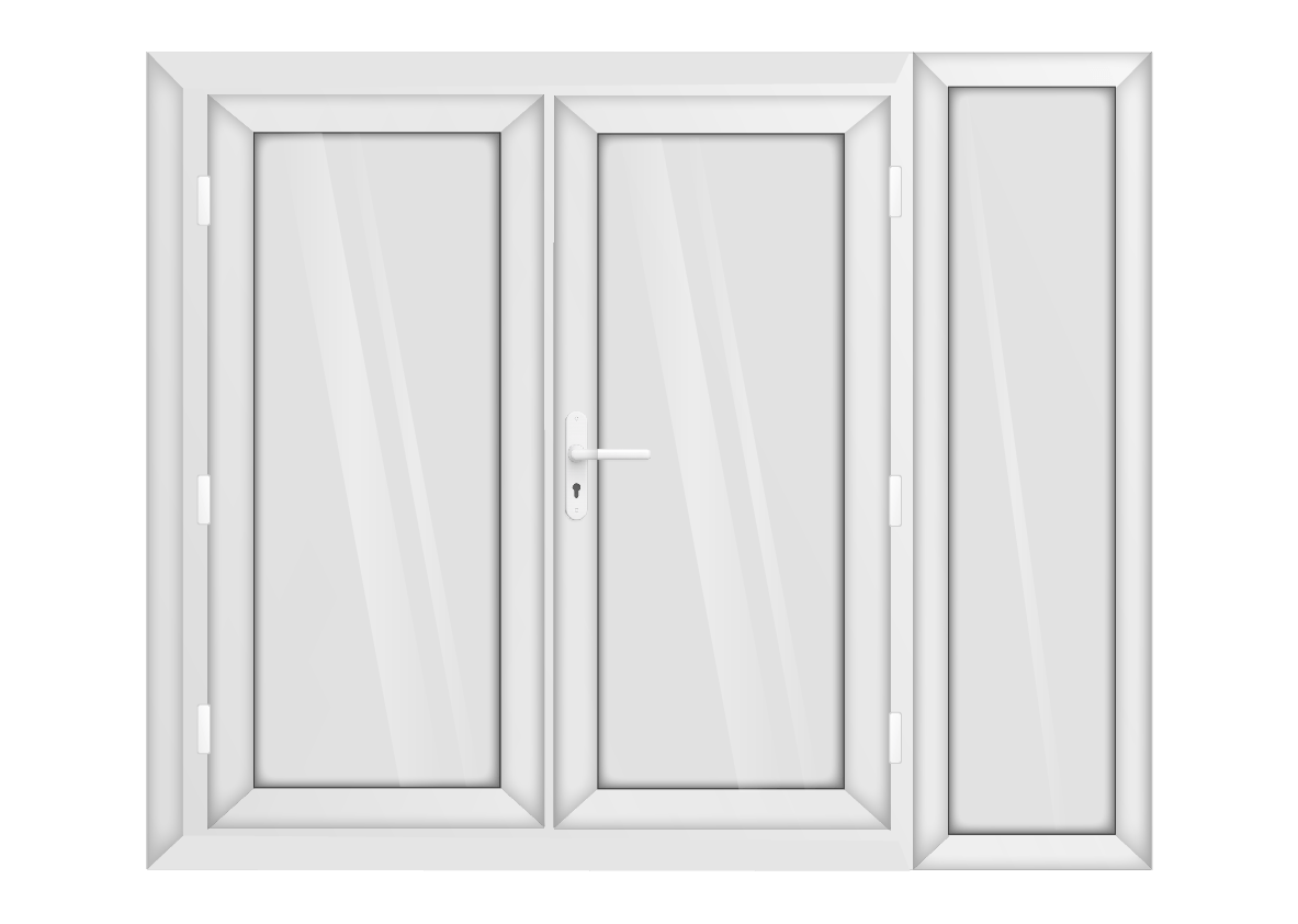 White uPVC French Door with Right 600mm Sidelight