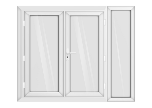 White uPVC French Door with Right 600mm Sidelight