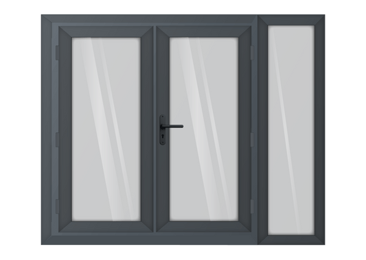 Grey uPVC French Door with Right 600mm Sidelight