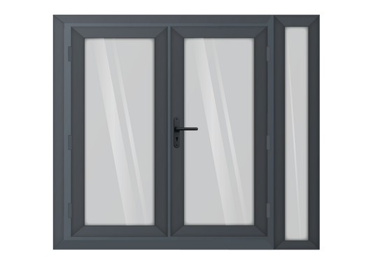 Grey uPVC French Door with Right 300mm Sidelight