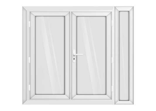 White uPVC French Door with Right 300mm Sidelight