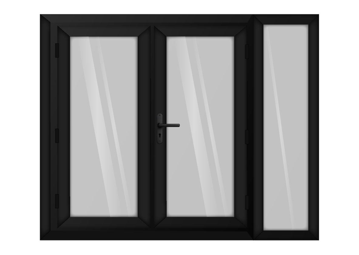 Black uPVC French Door with Right 600mm Sidelight