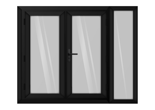 Black uPVC French Door with Right 600mm Sidelight