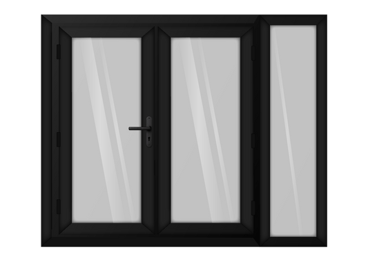 Black uPVC French Door with Right 600mm Sidelight