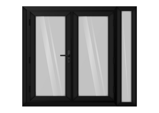 Black uPVC French Door with Right 300mm Sidelight