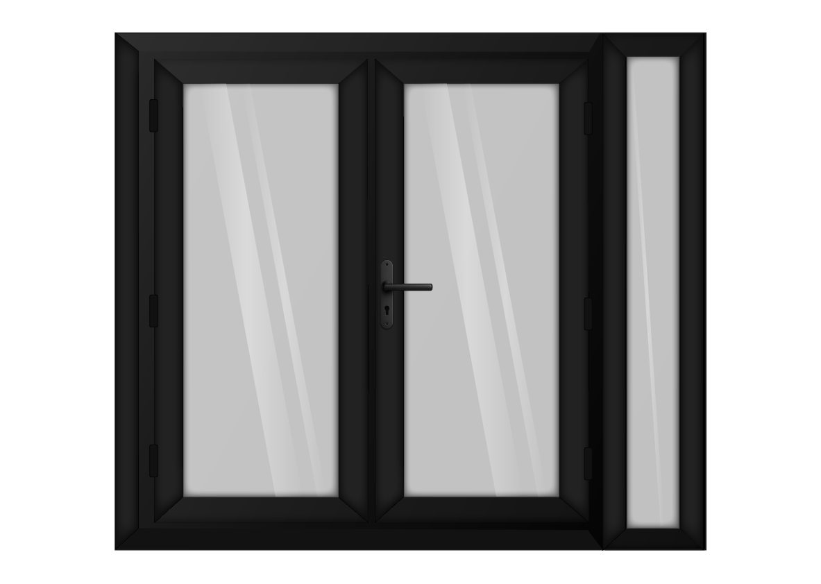 Black uPVC French Door with Right 300mm Sidelight