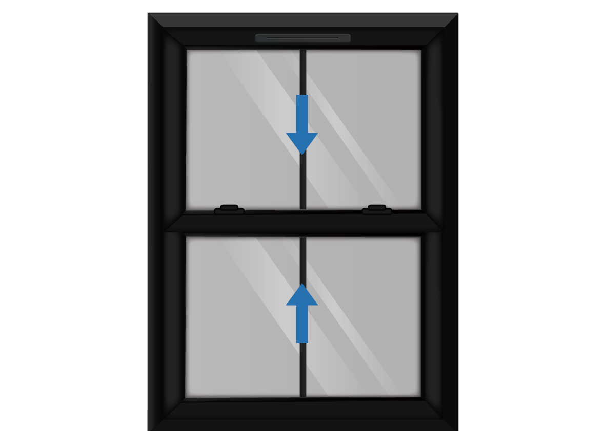 Black uPVC Sliding Sash Window with Georgian Vertical Bar