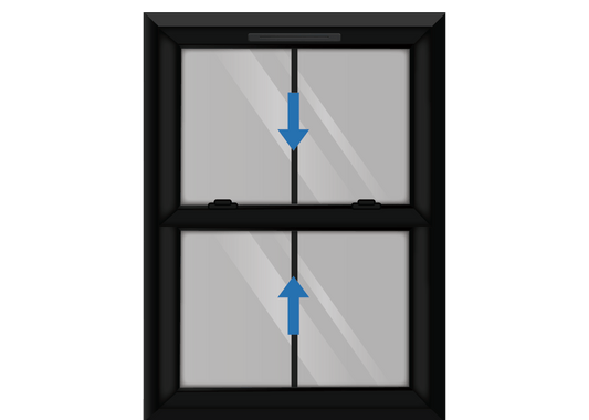 Black uPVC Sliding Sash Window with Georgian Vertical Bar