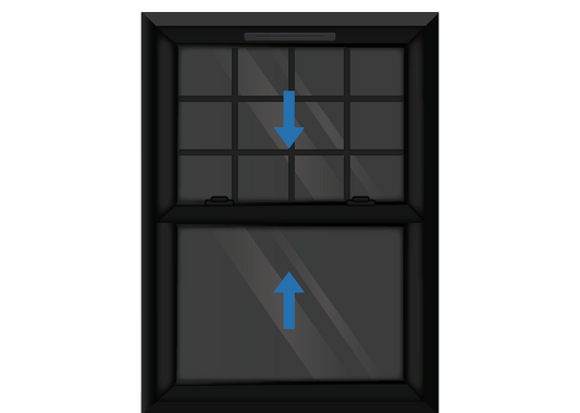 Black uPVC Sliding Sash Window with Georgian Top Sash