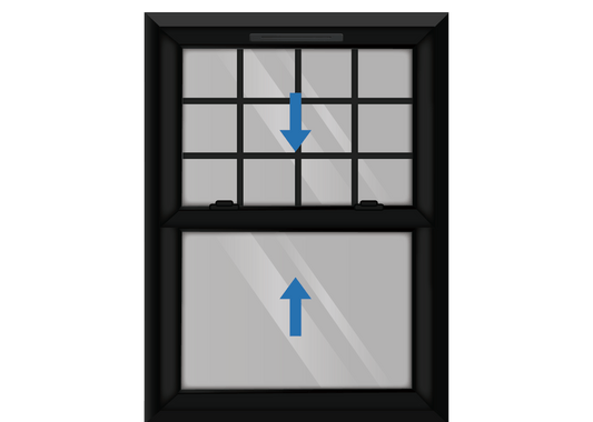 Black uPVC Sliding Sash Window with Georgian Top Sash