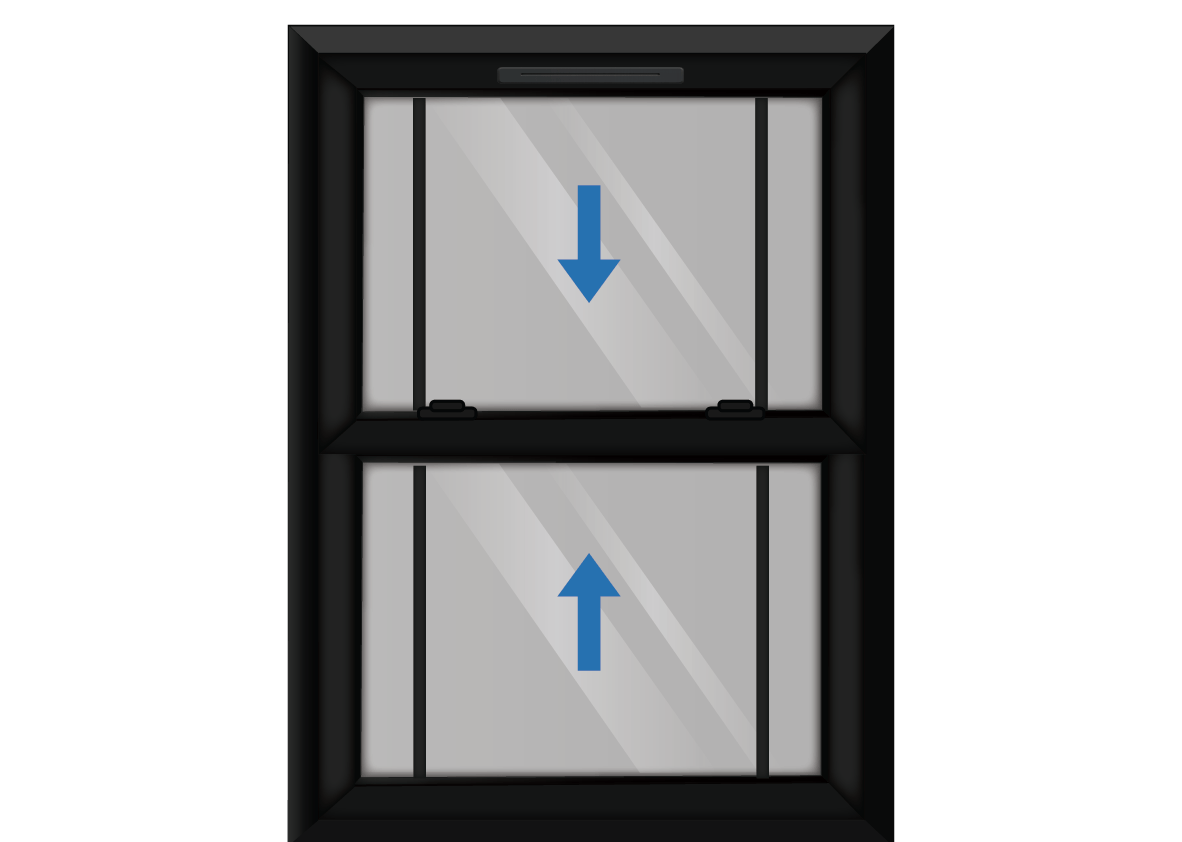 Black uPVC Sliding Sash Window with Georgian Side Bars