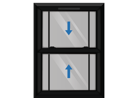 Black uPVC Sliding Sash Window with Georgian Side Bars