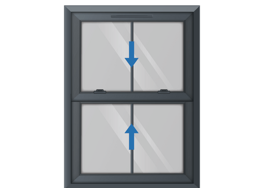 Grey uPVC Sliding Sash Window with Georgian Vertical Bar