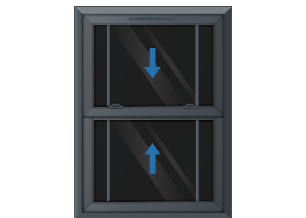 Grey uPVC Sliding Sash Window with Georgian Side Bars