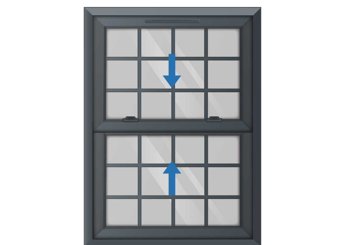 Grey uPVC Georgian Sliding Sash Window