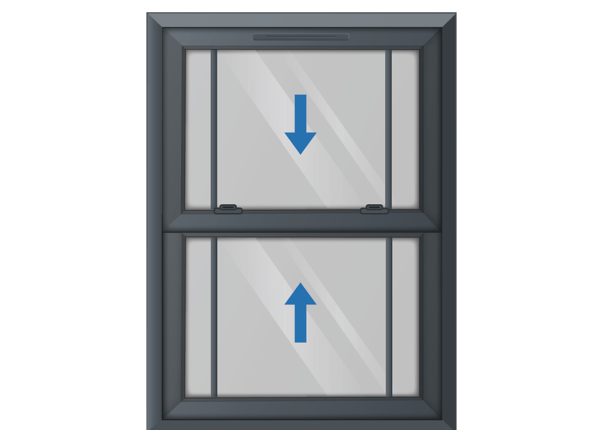Grey uPVC Sliding Sash Window with Georgian Side Bars
