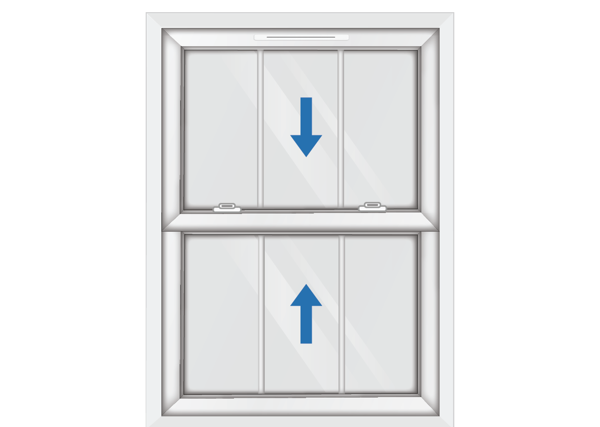 White uPVC Sliding Sash Window with Georgian Triple Vertical Bars